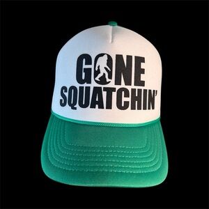 Green‎ and White Trucker Hat Gone Squatchin OS Adjustable SnapBack